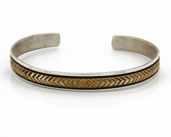 Navajo Bracelet SOLID .925 Silver & 12K Gold Fill… - image 4