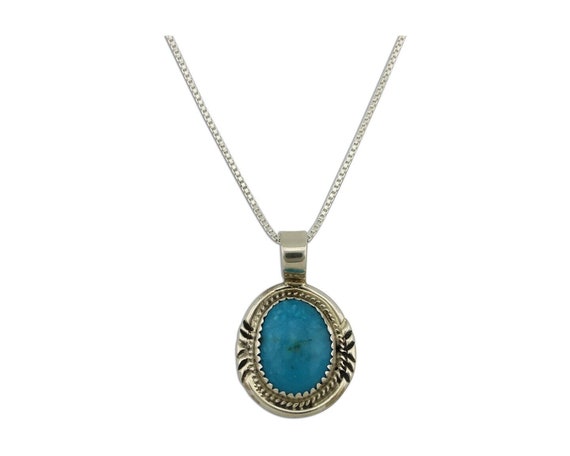 Navajo Necklace 925 Silver Kingman Turquoise Sign… - image 1