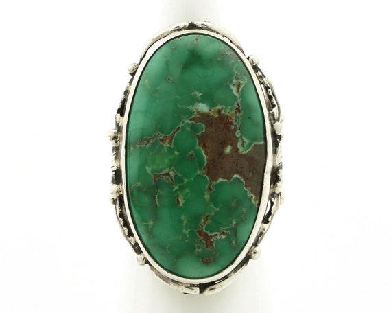 Navajo Ring .925 Silver Natural Green Turquoise N… - image 4