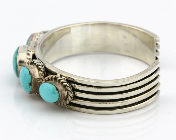 Navajo Turquoise Bracelet SOLID .925 Silver Signe… - image 5
