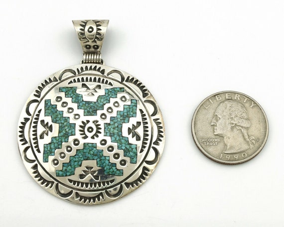 Navajo Necklace .925 Silver Kingman Turquoise Sta… - image 7