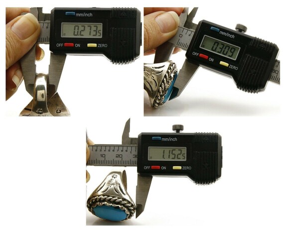 Navajo Ring .925 SOLID Silver Kingman Turquoise A… - image 8