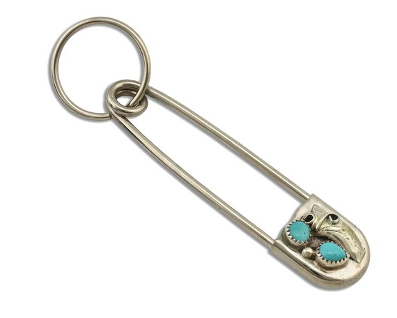 Navajo Handmade Key Chain .925 Silver Blue Turquo… - image 1