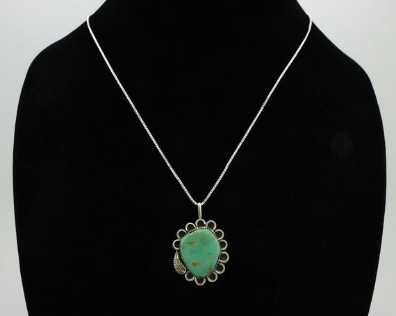 Navajo Necklace .925 Silver Kingman Turquoise Nat… - image 8