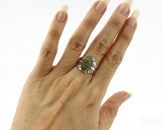Navajo Ring .925 Silver Green Manassas Turquoise … - image 8