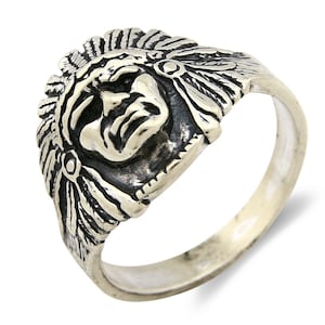 Navajo Warrior Chief Ring .925 Silver Artist Signed Wheeler C.80&#39;s Size 12