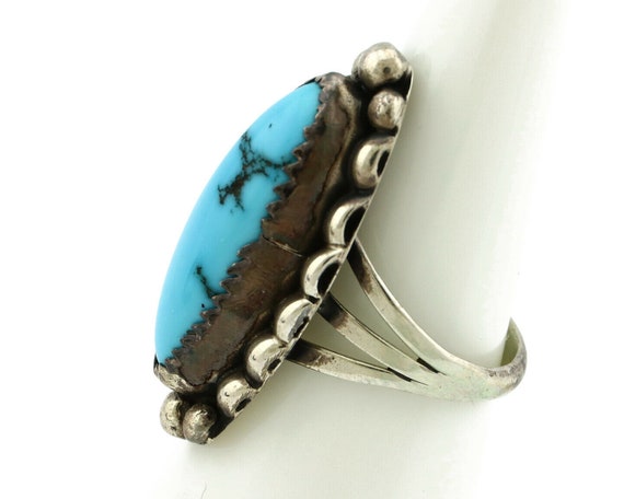 Navajo Ring .925 Silver Natural Blue Turquoise Ar… - image 5