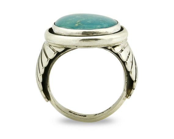 Navajo Ring .925 Silver Turquoise Handmade Signed… - image 3