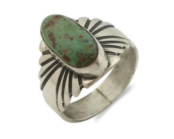 Arizona Turquoise Sunburst Design Ring Sterling Silver - Handmade in the USA Arizona Turquoise Sunburst Design Ring Sterling Silver - Handmade in the USA