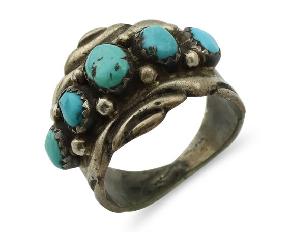 Important Harlan Coonsis Owl Turquoise Sterling Silver Native American Ring Important Harlan Coonsis Owl Turquoise Sterling Silver Native American Ring
