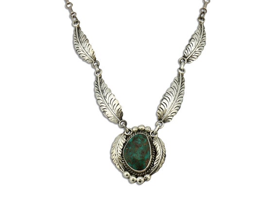 Navajo Necklace 925 Silver Blue Diamond Turquoise… - image 1