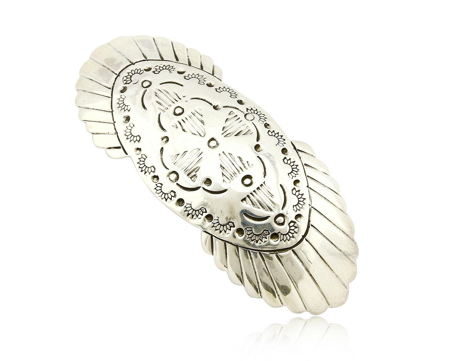 Vintage Navajo Sterling Silver Hand-Stamped Hair Barrette 3.5\