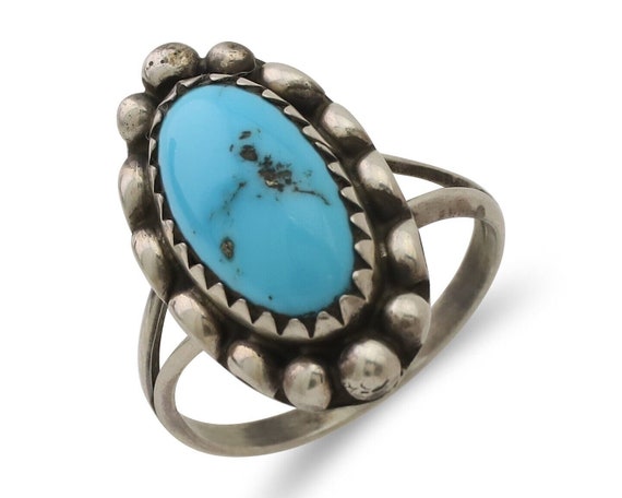 Navajo Ring 925 Silver Sleeping Beauty Turquoise … - image 1