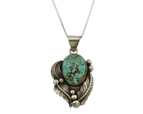 Navajo Necklace .925 Silver Spiderweb Turquoise Signed Sunrise C 