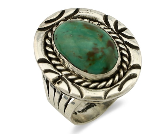 Navajo Ring .925 Silver Royston Turquoise Artist … - image 1