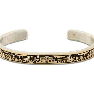 Navajo Bracelet 925 Silver & 14k Gold Signed MM Rogers C.80&#39;s