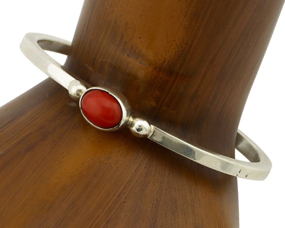 Navajo Bracelet .925 Silver Red Mediterranean Cor… - image 1