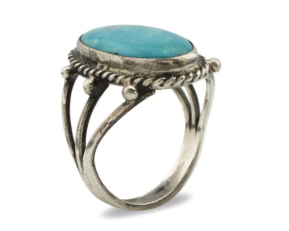 Navajo Ring .925 Silver Morenci Turquoise Native … - image 2