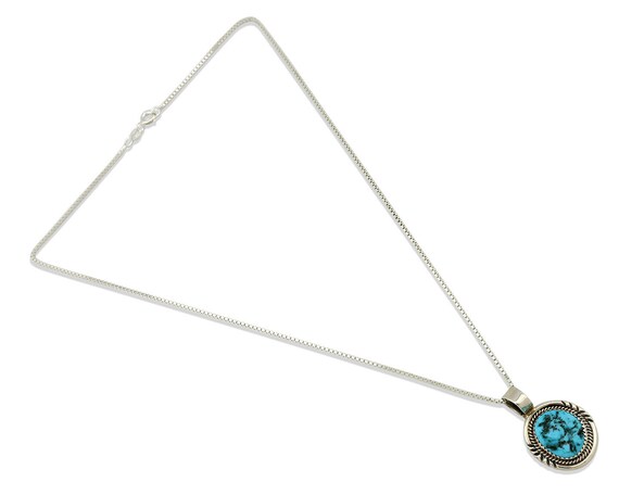 Navajo Necklace .925 Silver Morenci Turquoise Sig… - image 2