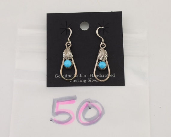 Navajo Dangle Earrings 925 Silver Sleeping B Turq… - image 9