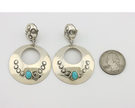 Navajo Handmade Earrings 925 Silver Blue Turquois… - image 5