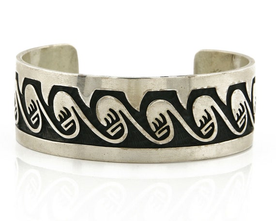 Hopi Bracelet .925 Silver Handmade Overlay Patter… - image 4