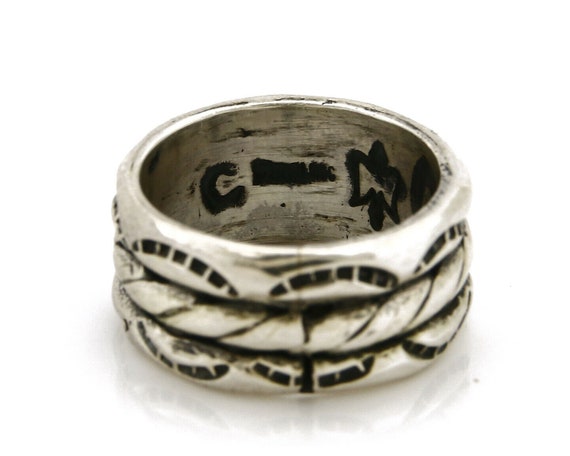 Navajo Ring .925 Silver Handmade Hand Stamped 3 R… - image 7