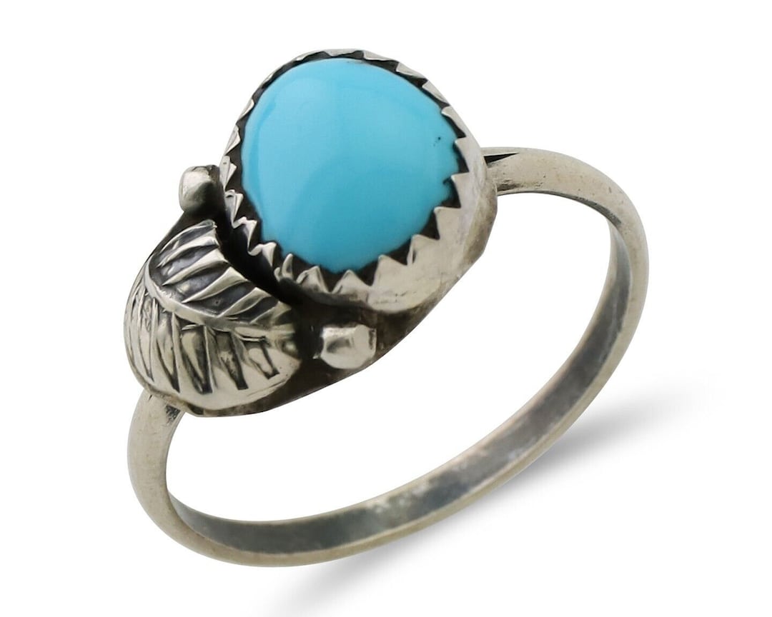 Navajo Ring 925 Silver Sleeping Beauty Turquoise Native American Artist ...