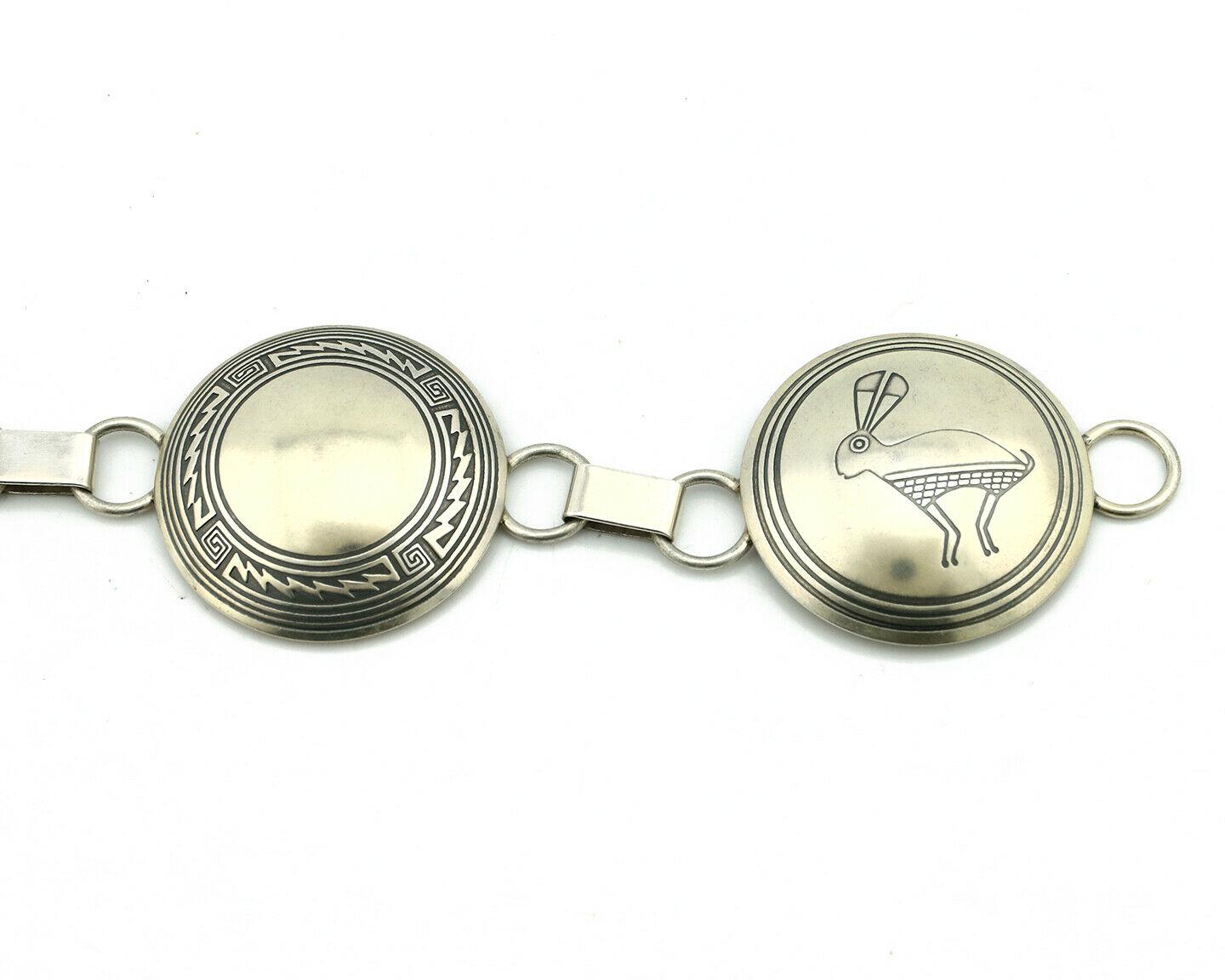 Ceinture Concho Navajo Vintage Argent Sterling – Amérindienne Signée AJB