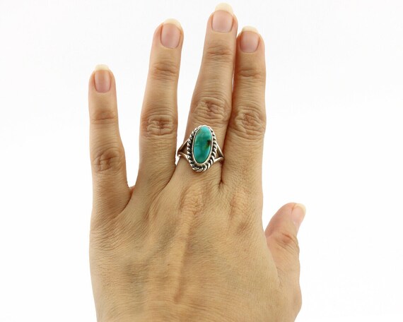 Navajo Ring .925 Silver Natural Mined Turquoise A… - image 8