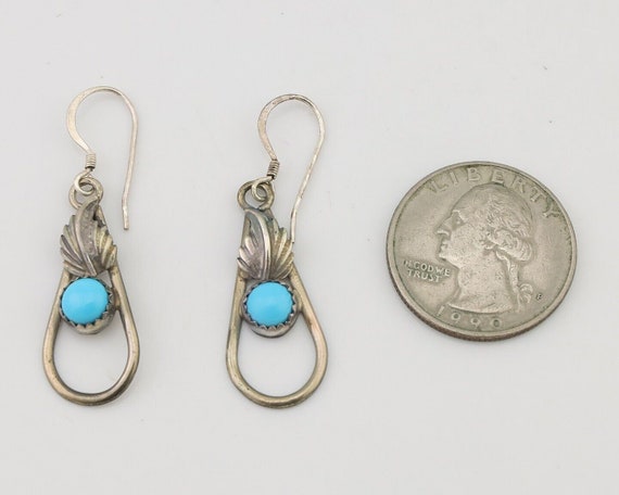 Navajo Dangle Earrings 925 Silver Sleeping B Turq… - image 6