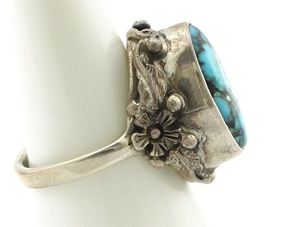 Navajo Ring 925 Silver Spiderweb Turquoise Artist… - image 6