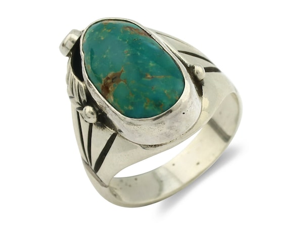 Navajo Ring .925 Silver Green Southwest Turquoise… - image 1