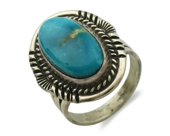 Navajo Ring .925 Silver Turquoise Signed M Begay … - image 1