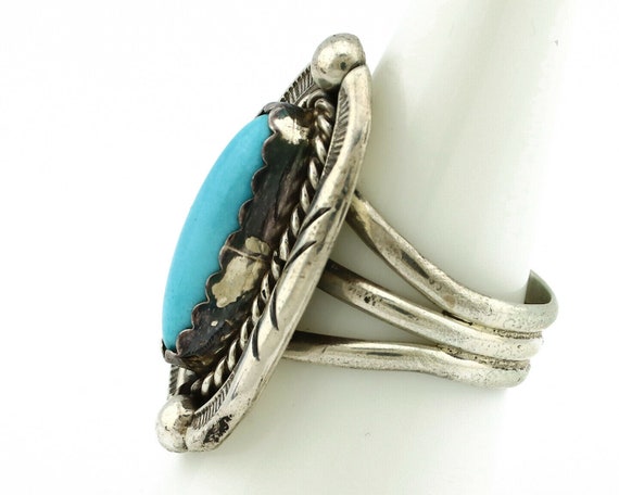 Navajo Ring .925 Silver Blue Turquoise Artist Sig… - image 5