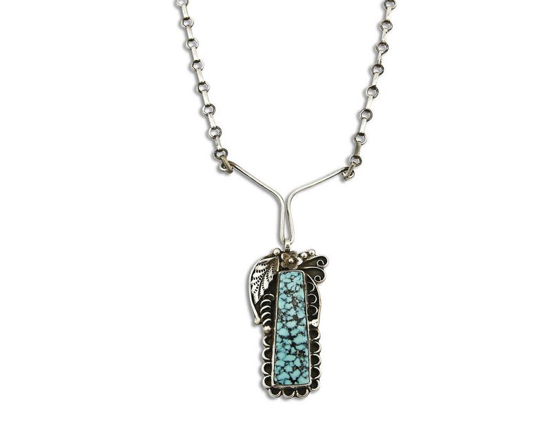 Navajo Artist FG .925 Silver Natural Blue Turquoise Handmade Necklace image 3