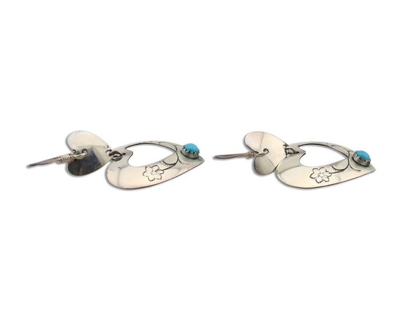 Navajo Dangle Heart Earrings Handmade 925 Silver … - image 3
