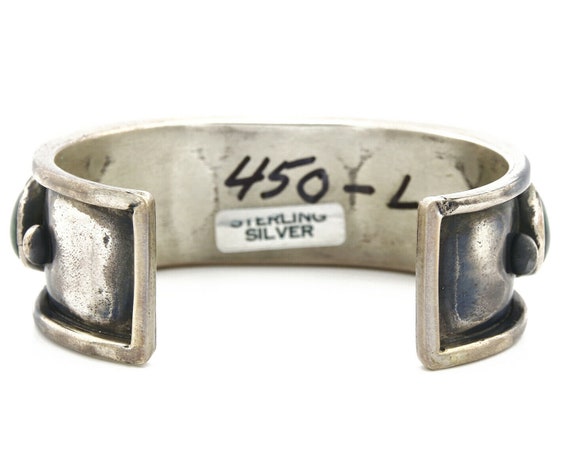 Navajo Cuff Bracelet .925 Silver Natural Malachit… - image 6