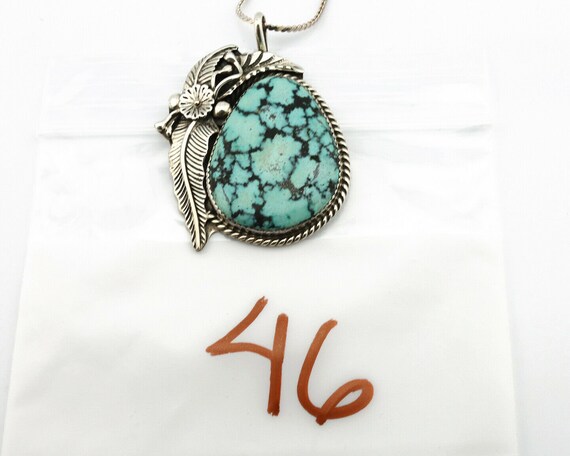 Navajo Necklace .925 Silver Spiderweb Turquoise A… - image 9