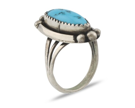 Navajo Ring .925 Silver Sleeping Beauty Turquoise… - image 2