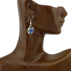 Navajo Hand Stamped Natural Mined Shell .925 SOLID Silver Dangle Earrings
