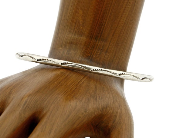 Women's Navajo Bracelet .925 Silver 3.5 mm Wide H… - image 1