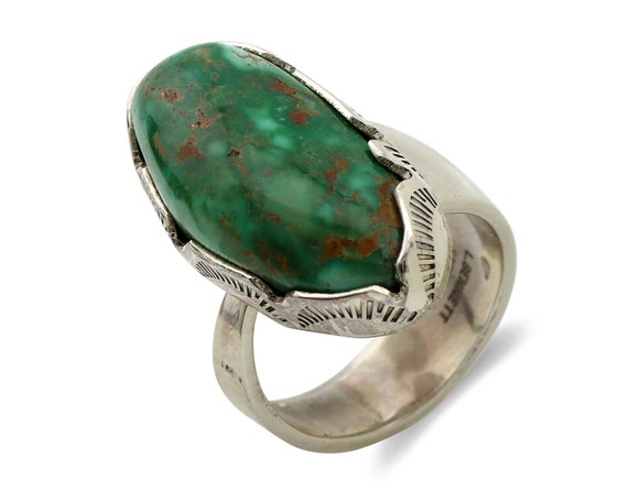 Navajo Ring 925 Silver Royston Turquoise Signed L… - image 1