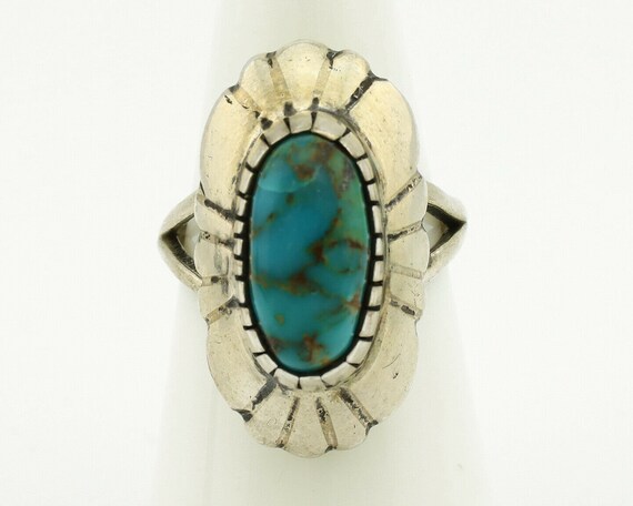 Navajo Ring .925 Silver Arizona Turquoise Signed … - image 4