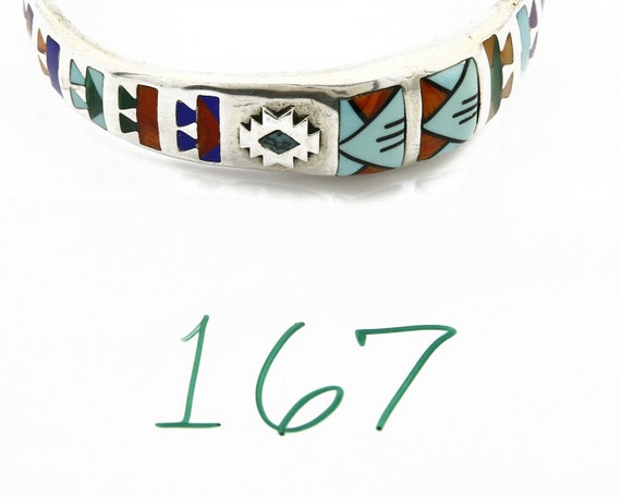 C. 1980's Navajo Signed STC Inlay Gemstone .925 S… - image 9