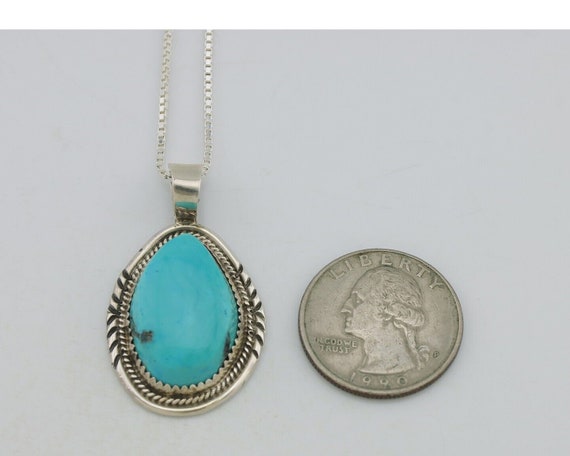 Navajo Necklace 925 Silver Kingman Turquoise Sign… - image 7