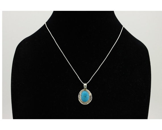 Navajo Necklace 925 Silver Kingman Turquoise Sign… - image 7
