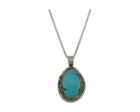 Navajo Necklace 925 Silver Kingman Turquoise Sign… - image 1