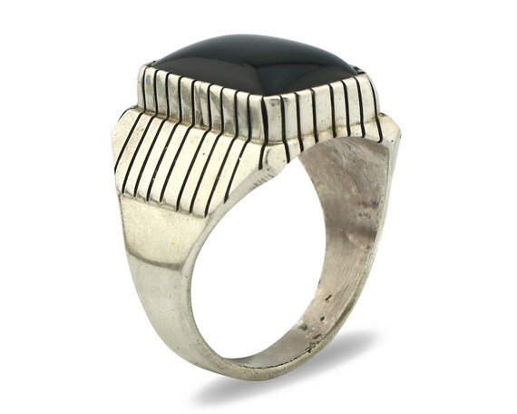 Navajo Ring .925 Silver Handmade Black Onyx Artis… - image 2