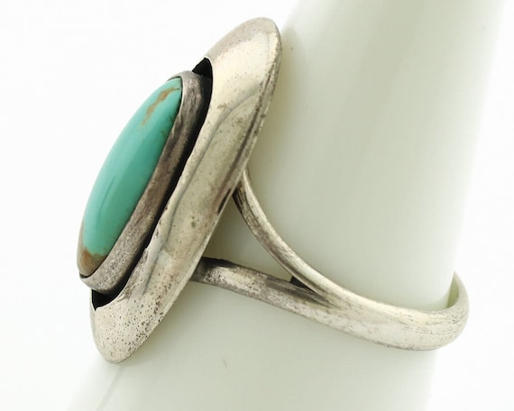 Navajo Ring .925 Silver Kingman Turquoise Artist … - image 5